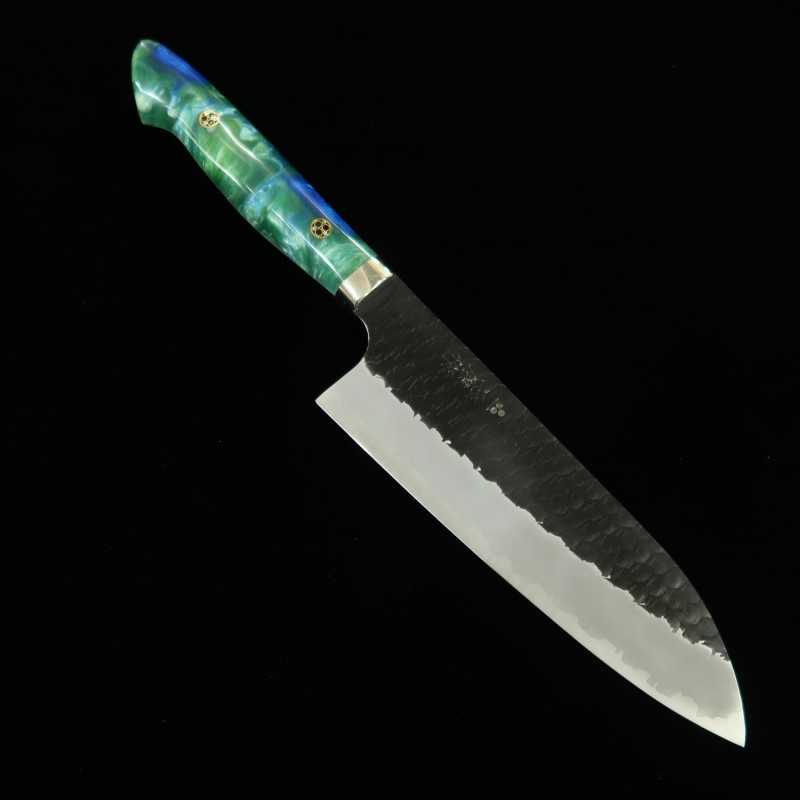 Nigara Hamono Forging NIGARA SG2 acabado negro martillado Santoku mango personalizado (180 mm)