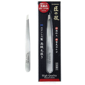Green Bell GREEN BELL Takumi no Waza pince à épiler de luxe en inox pour sourcils et poils superflus G-2151