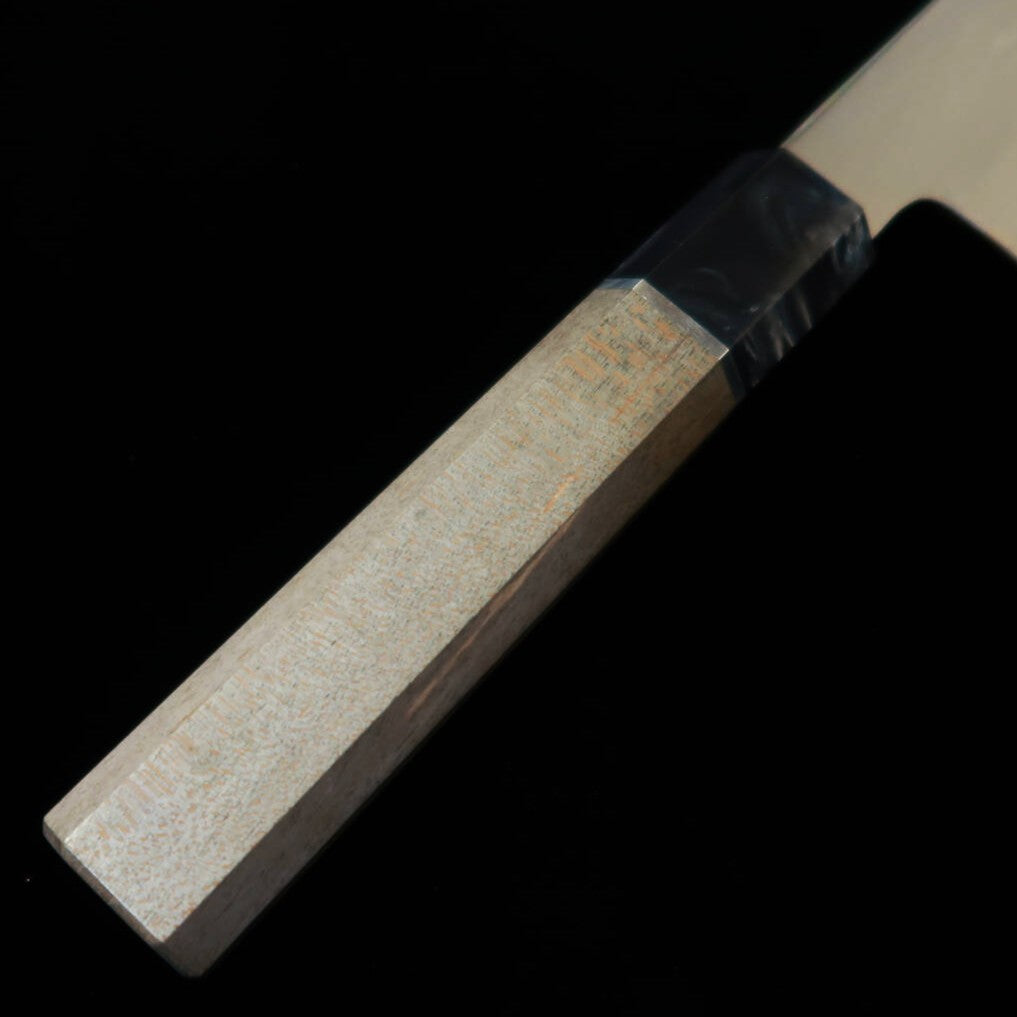 KANETSUNE Kanetsune Yohki Serie Santoku japonés, Aogami #1 Damasco KC-457, mango de madera estabilizada (180 mm)