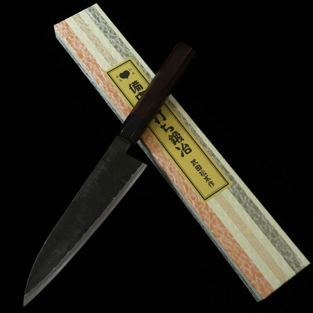 TAKEDA Hamono – Couteau Mi-Oroshi Deba (taille moyenne) – Acier Hitachi Aogami Super (170–190 mm) – Forgé à la main à Bitchū