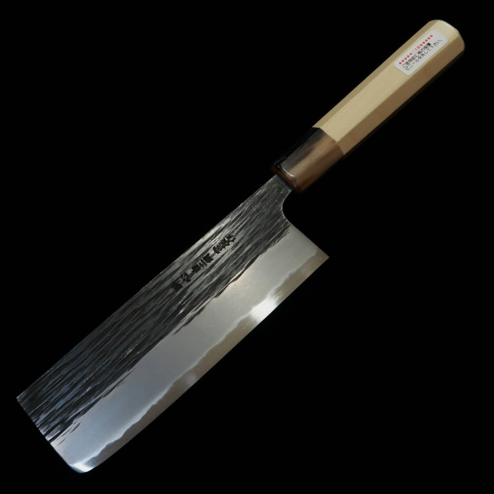 SUISIN Suisin Obra de Kenji Togashi, forja negra, acero Shirogami #2, nakiri, mango octogonal de magnolia (165 mm)