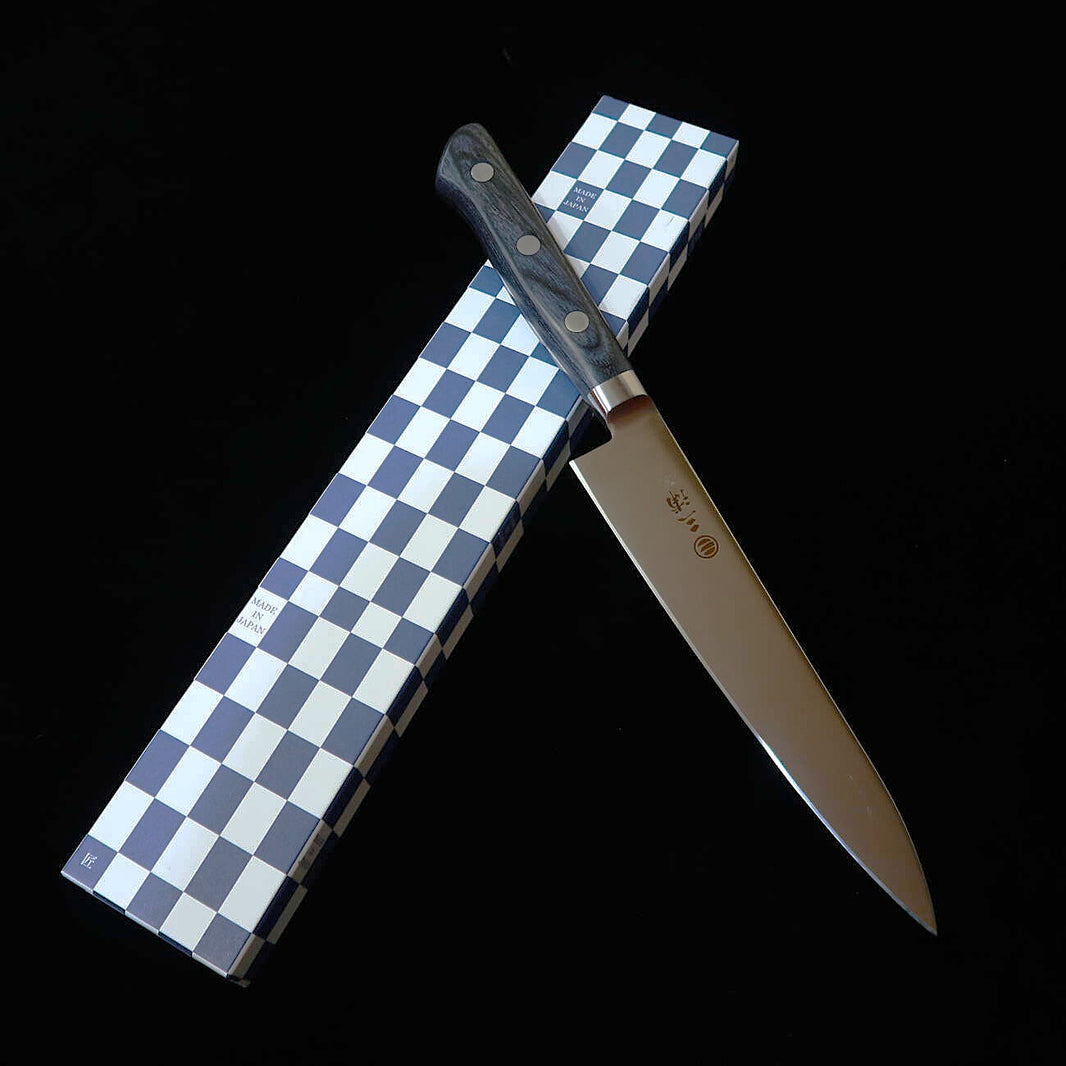 MIURA Petty, AUS8 with Blue Plywood Handle (120/150mm)