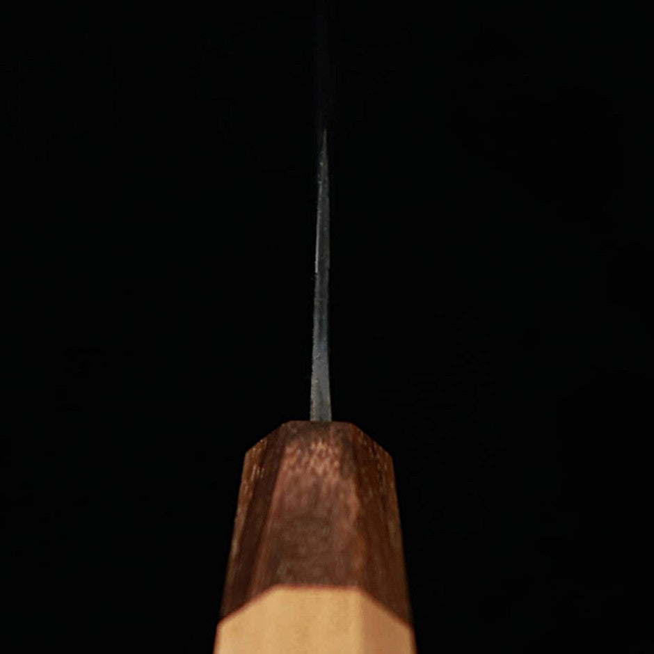 Kamo Hamono Seisakusho Nakiri acero Aogami acabado negro Damasco mango octogonal de sakura (165 mm)