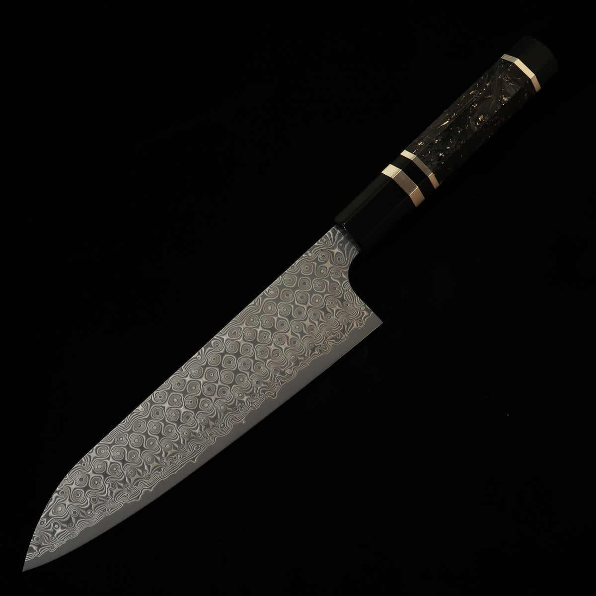 二唐刃物鍛錬所NIGARA 暗紋 牛刀 SG2 ダマスカス カーボンファイバーハンドル（210mm）