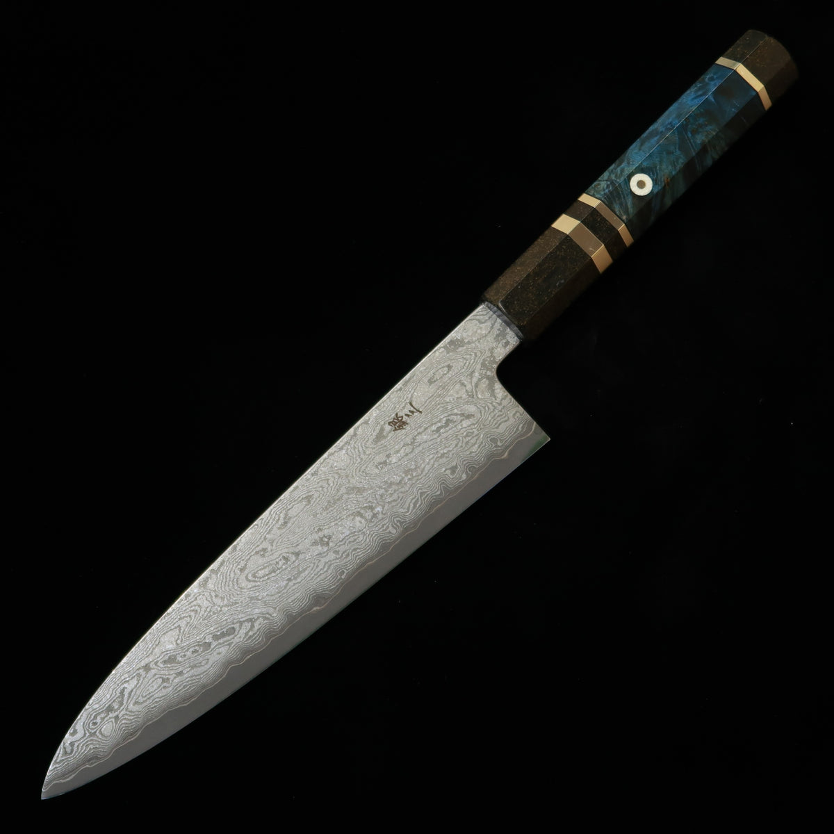 三浦佩MIURA Obidama 牛刀 銀紙三号 ダマスカス スタビライズウッドハンドル（210mm）