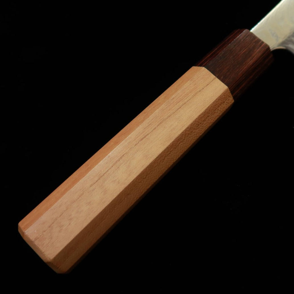 Miura Santoku with Uzuha Nickel Damascus and Keyaki Octagonal Handle (165mm)