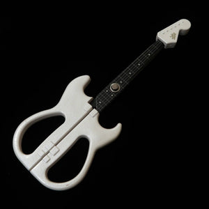 Nikken Cutelaria Tesoura em formato de guitarra com suporte, Branco Pérola