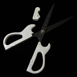 Nikken Cutelaria Tesoura em formato de guitarra com suporte, Branco Pérola