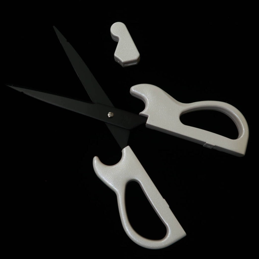Nikken Cutelaria Tesoura em formato de guitarra com suporte, Branco Pérola