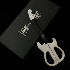 Nikken Cutelaria Tesoura em formato de guitarra com suporte, Branco Pérola