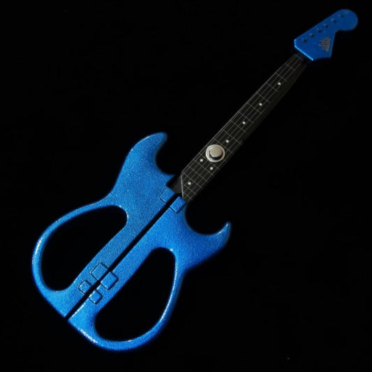 Nikken Cutlery Guitar Scissors with Stand, Metallic Blue