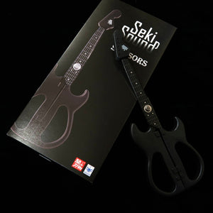 Nikken Hamono Tijeras con forma de guitarra con soporte, negras
