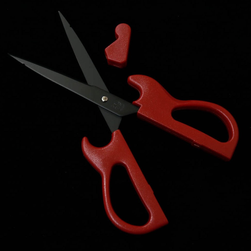 Nikken Cutlery tesoura em formato de guitarra com suporte, vermelha