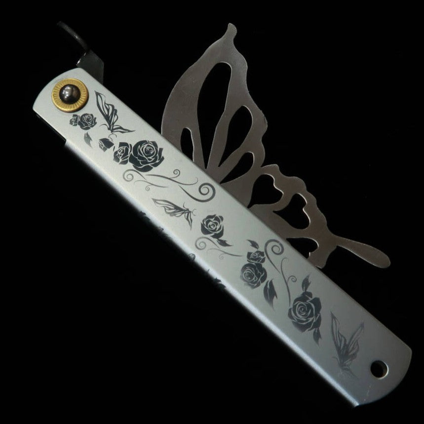 Cuchillo plegable HIGONOKAMI Mariposa Aogami, plateado (120mm)