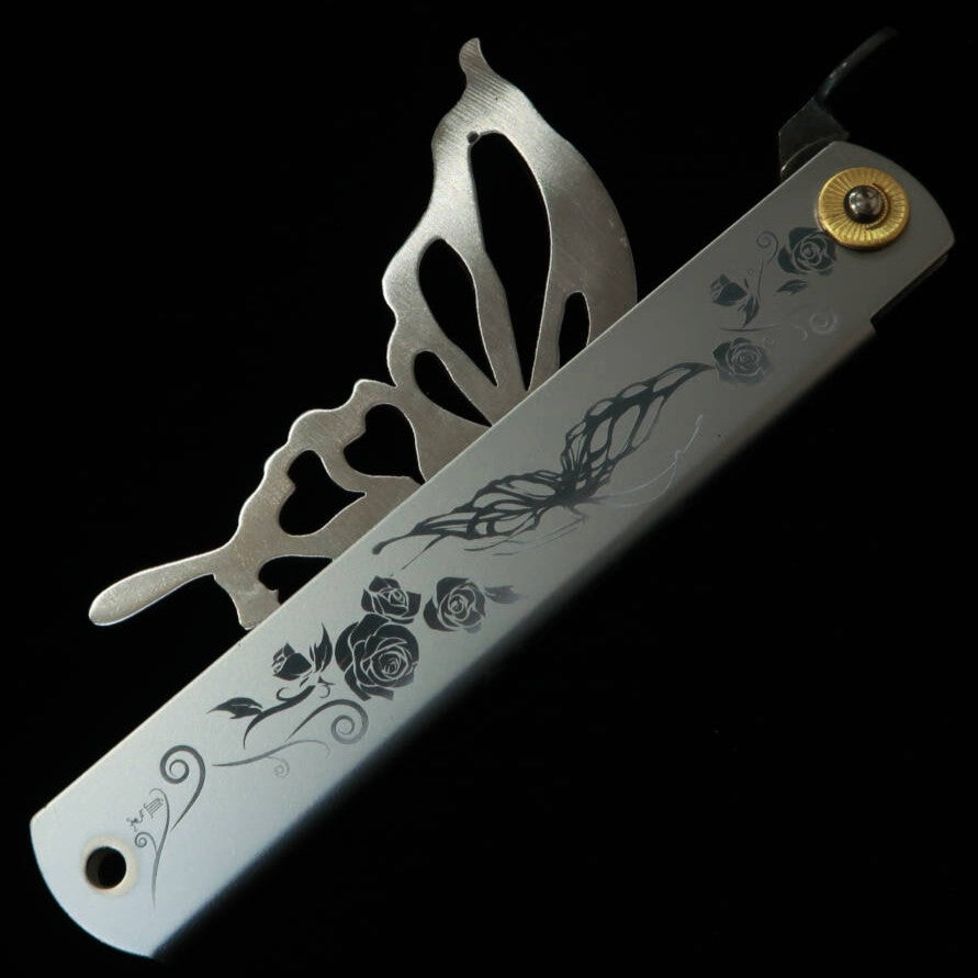 Nagaok Kanekoma KANEKOMA Higonokami Papilio Borboleta Shine Silver Lâmina Azul (120mm)