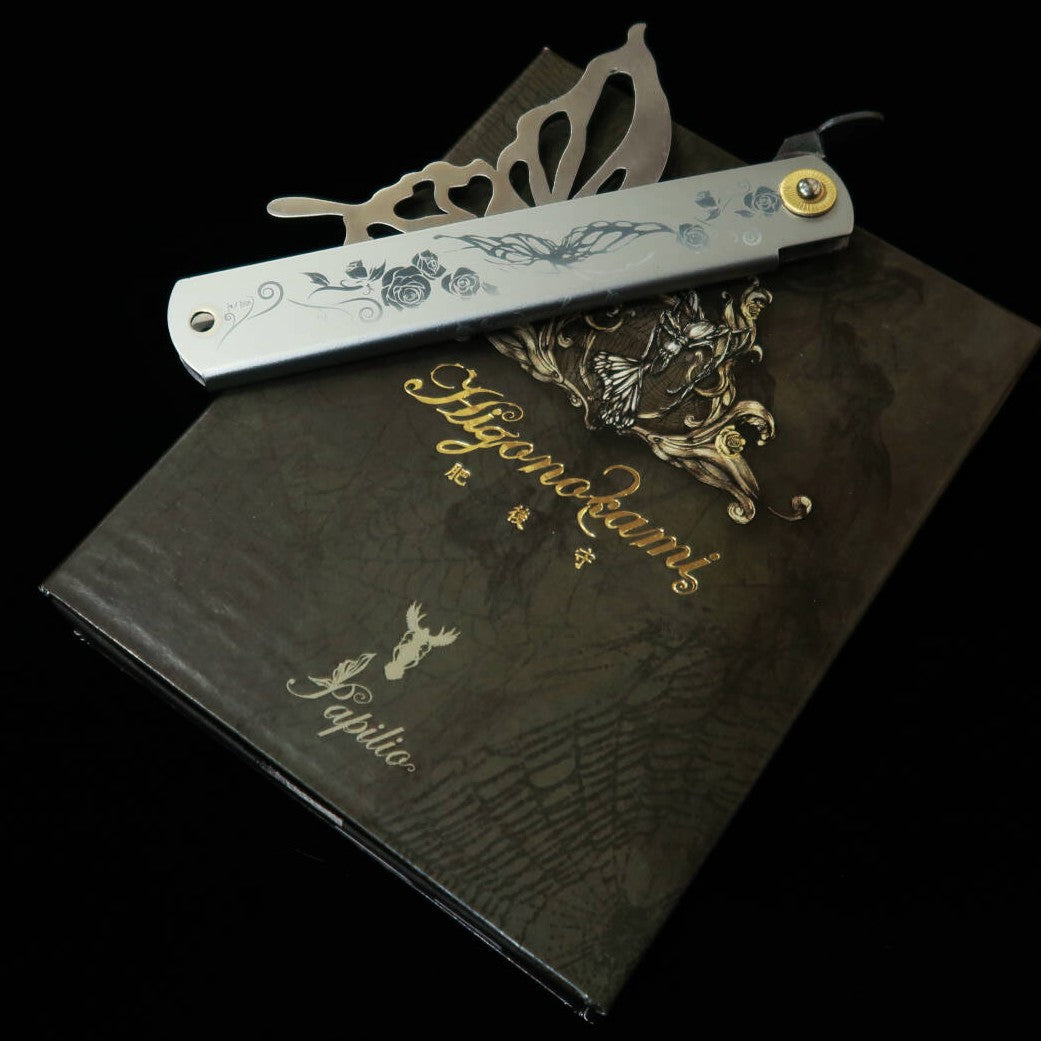 Cuchillo plegable HIGONOKAMI Mariposa Aogami, plateado (120mm)