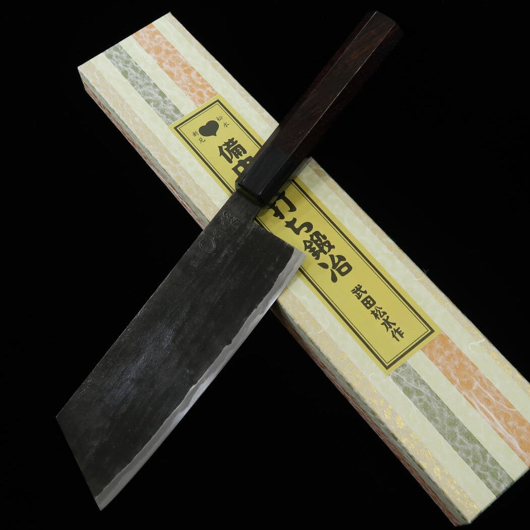 Takeda Forgé à la main Bitchu, couteau Bunka universel, acier Hitachi Aogami Super (150~180mm)