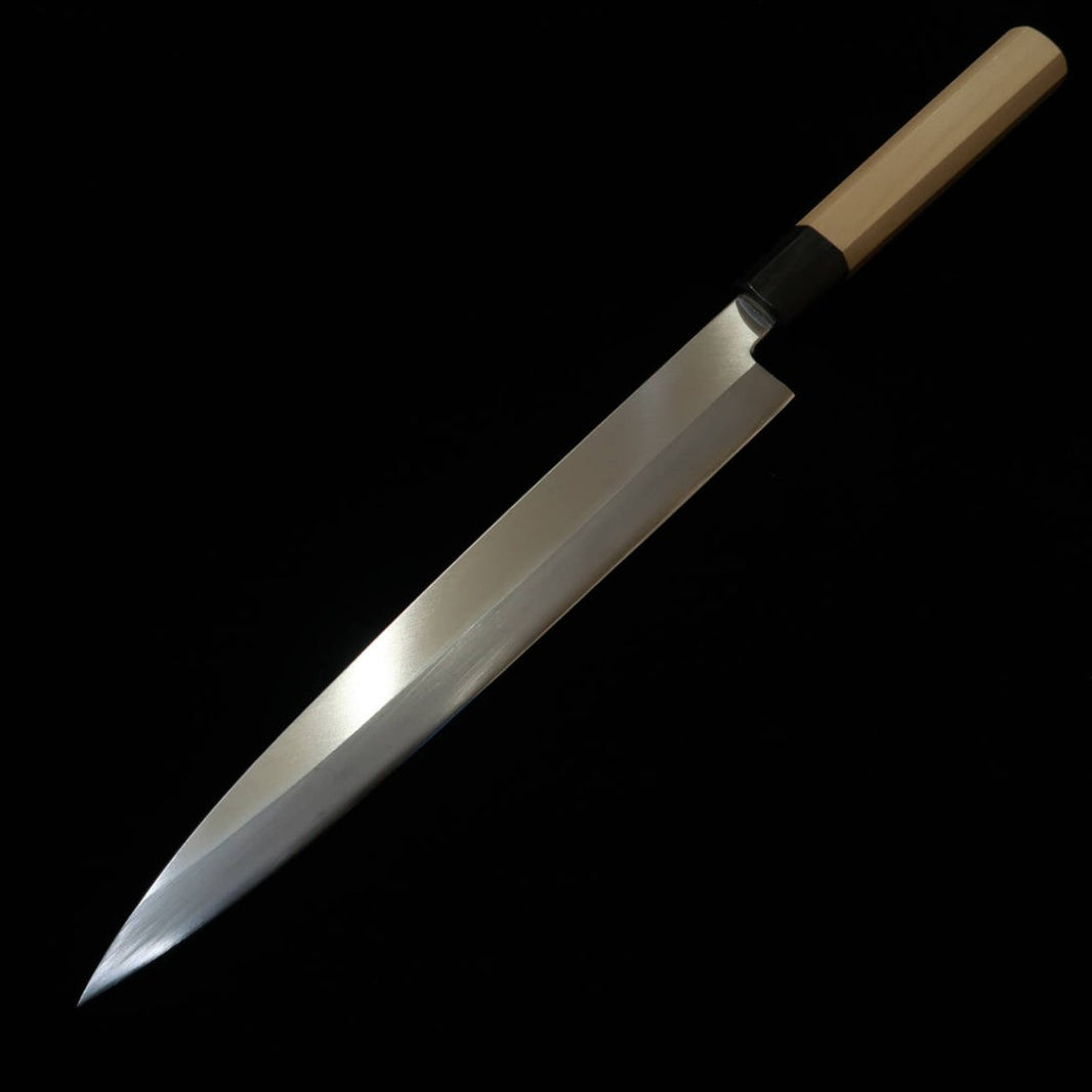 三浦MIURA 柳刃 銀紙三号 左利き用 霞 水牛朴八角柄 （210-300mm）