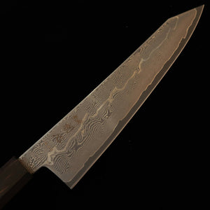 HATSUKOKORO – Kiritsuke gyuto, acier Gin-3 damas, manche monobloc en ébène (210 mm)