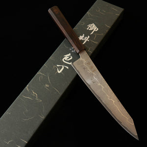 HATSUKOKORO – Kiritsuke gyuto, acier Gin-3 damas, manche monobloc en ébène (210 mm)