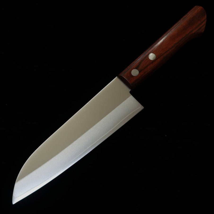 Miura Small Santoku VG1 DP Gold, No Tsuba, Mahogany Handle (140mm)