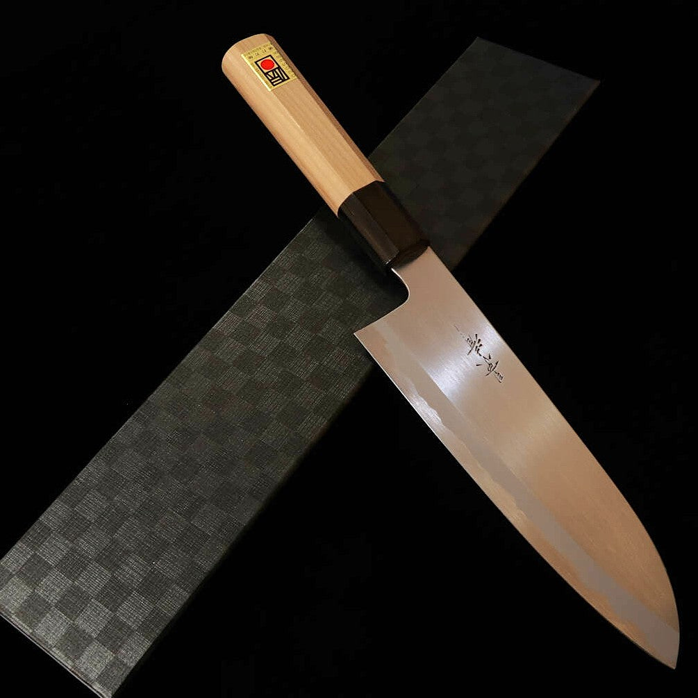 KAGEKIYO`s Utage, Santoku, Yasugi Steel with Buffalo Half-Round Handle (180mm)