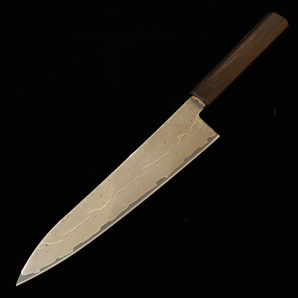 Hatsukokoro Gyuto Ginsan Damascus Ebony Integral Handle (210mm)
