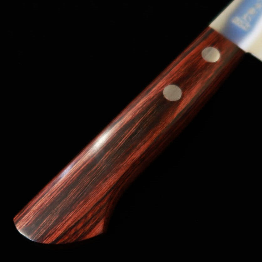 Miura Small Santoku VG1 DP Gold, No Tsuba, Mahogany Handle (140mm)