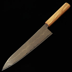 初心 HATSUKOKORO 牛刀 銀紙三号 ダマスカス オリーブ八角柄 (210mm)