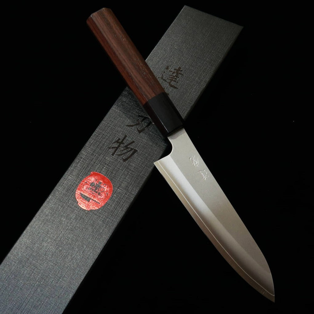 Faca Petty Daruma Hamono, aço Ginpaku nº 3, cabo octogonal de jacarandá (135mm)