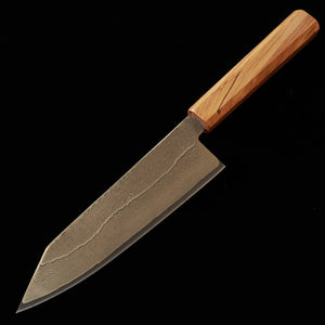 Hatsukokoro Kiritsuke Santoku Aogami No. 3 Damascus Olive Octagonal Handle (170mm)