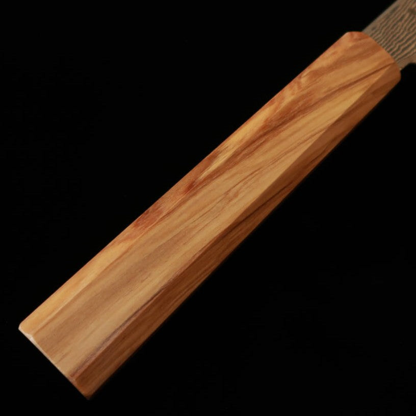 Hatsukokoro Kiritsuke Santoku Aogami No. 3 Damascus Olive Octagonal Handle (170mm)