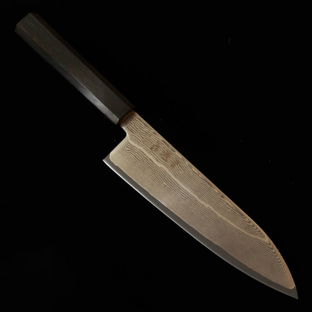 HATSUKOKORO HATSUKOKORO Santoku Gingami nº3 Damasco, mango integral de ébano (170 mm)
