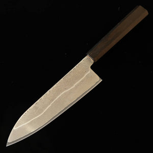 Hatsukokoro Santoku Ginsan Damascus Ebony Integrated Handle (170mm)