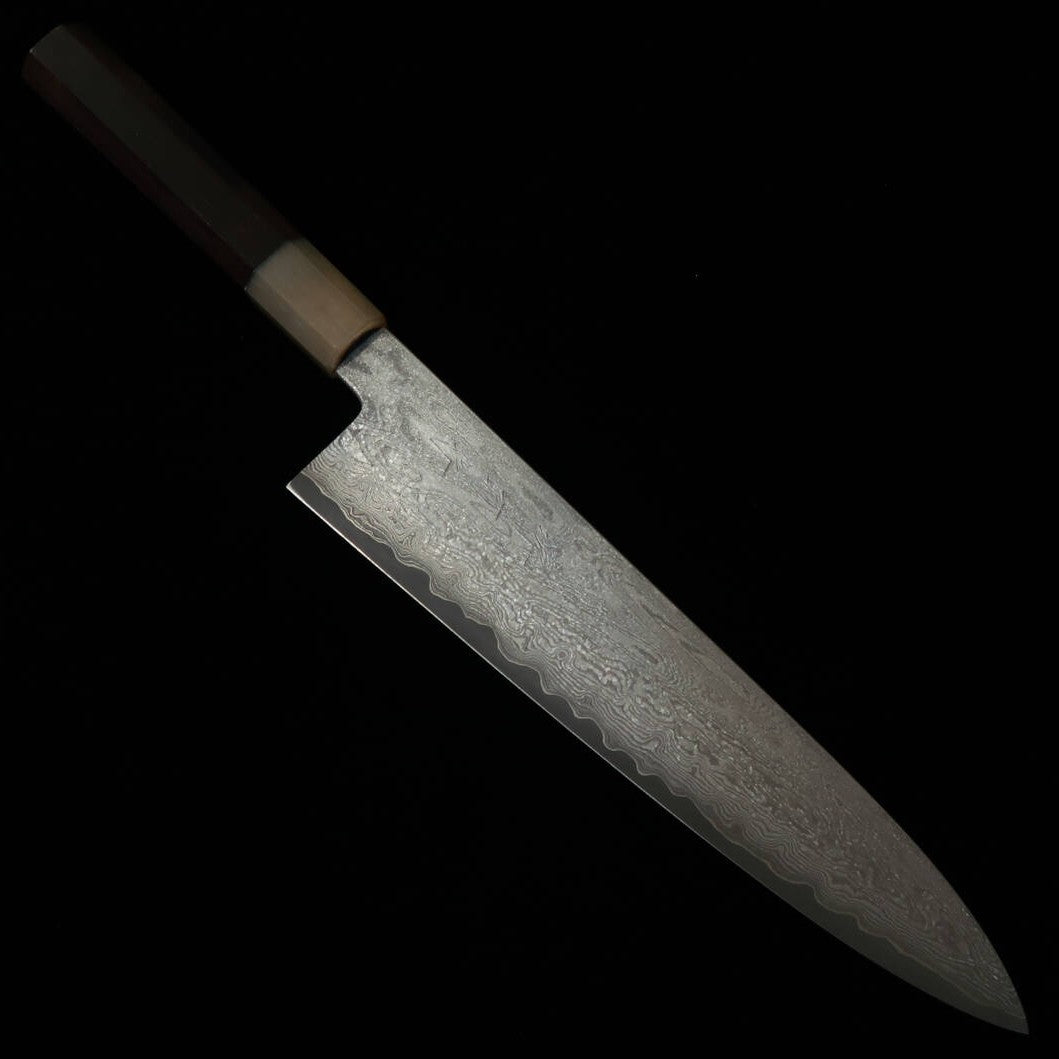 Gyuto SAKAI KIKUMORI "Nebulosa" VG10 mango de ébano y cuerno de búfalo blanco (210/240mm)
