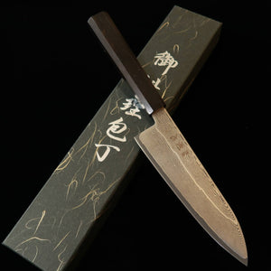 Hatsukokoro Santoku Ginsan Damascus Ebony Integrated Handle (170mm)