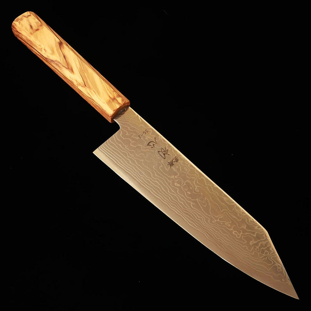 初心 HATSUKOKORO 流氷 文化 SG2 ダマスカス 磨き オリーブ一体柄（180mm）