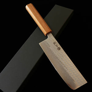 Miura MIURA Nakiri AUS10 Padrão de corda Damasco Cabo octogonal de carvalho (165 mm)