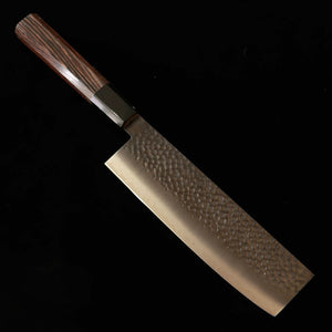 Miura Nakiri VG10 Black Finish Hammered Damascus with Wenge Octagonal Handle (170mm)