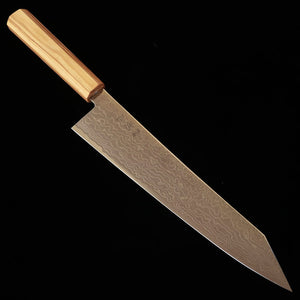 初心 HATSUKOKORO 流氷 切付牛刀 SG2 ダマスカス 磨き オリーブ一体柄（210/240mm）