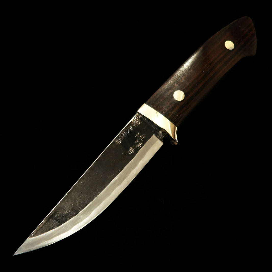TAKEDA Couteau artisanal de Bitchu Moriyama Seisaku Couteau fixe Ébène rayée