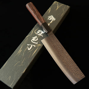 Miura Nakiri VG10 Black Finish Hammered Damascus with Wenge Octagonal Handle (170mm)