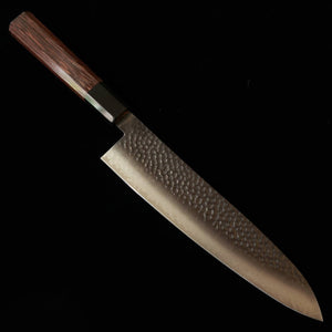 Miura VG10 Blackened Hammered Damascus Gyuto Knife with Wenge Octagonal Handle (210mm)