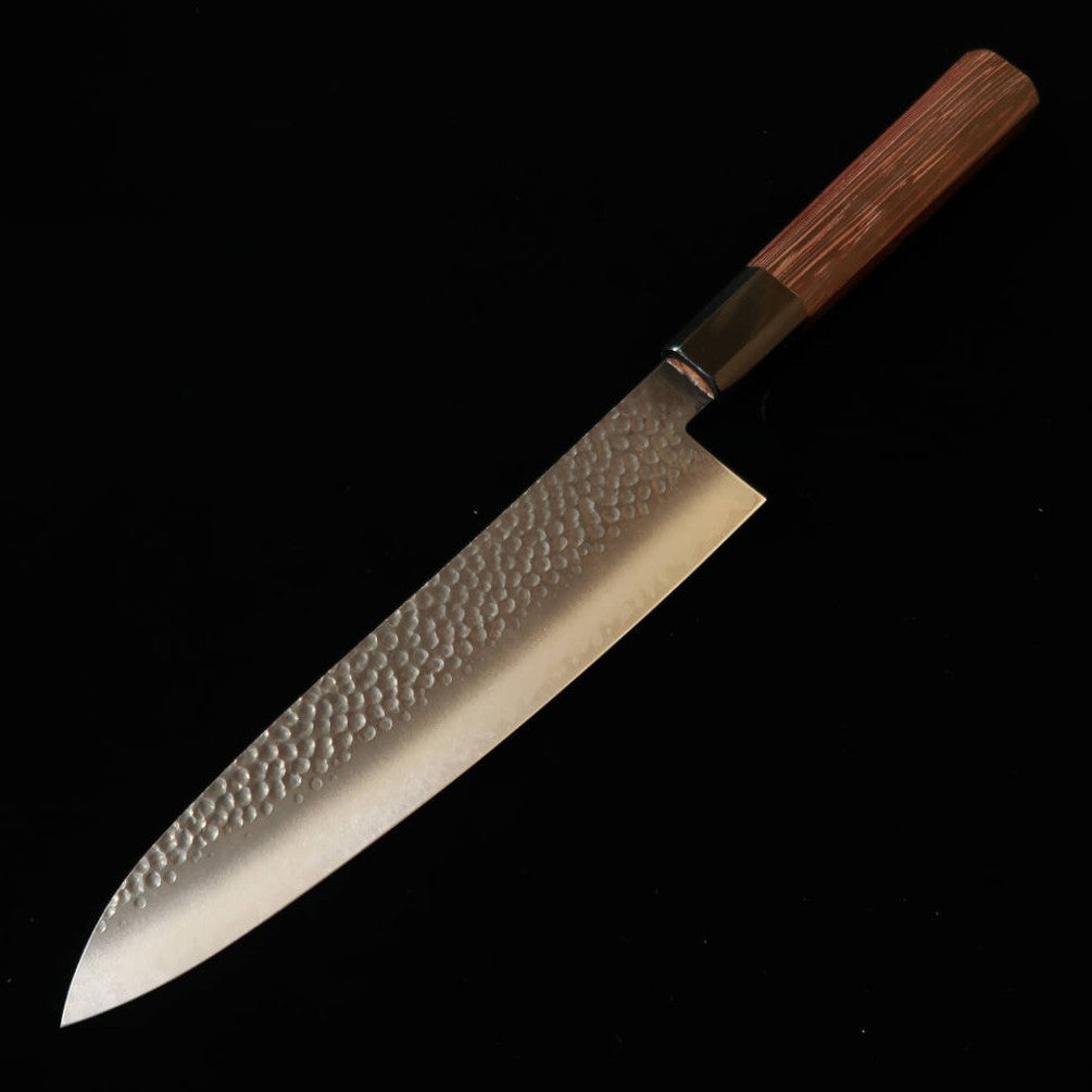 Miura VG10 Blackened Hammered Damascus Gyuto Knife with Wenge Octagonal Handle (210mm)