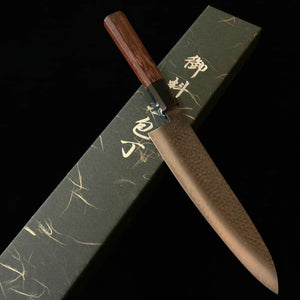 Miura VG10 Blackened Hammered Damascus Gyuto Knife with Wenge Octagonal Handle (210mm)