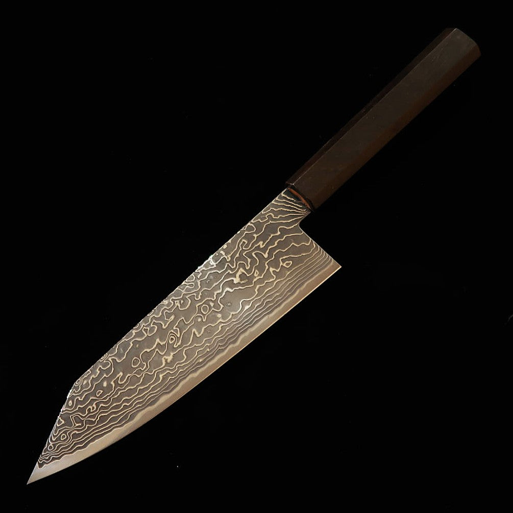 初心 HATSUKOKORO 流氷 文化 SG2 ダマスカス 磨き 黒檀一体柄（180mm）
