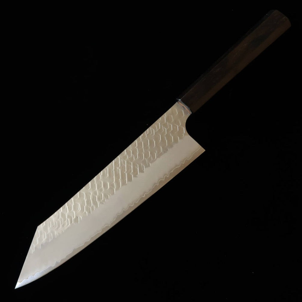 NIGARA NITOU Hamono SG2, acabamento polido martelado, gyuto kiritsuke, cabo integral em ébano (210 mm)