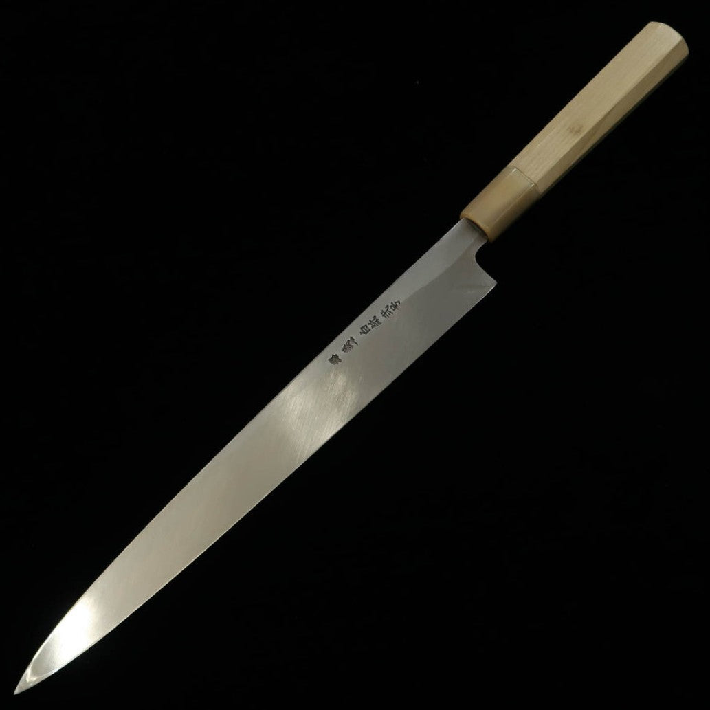 MIURA Itadaki Miura, Tanaka Giichi, yanagiba noirci, acier Shirogami n°2 (270/300 mm)
