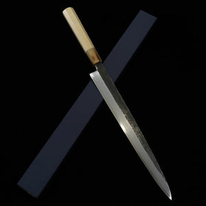 MIURA Itadaki Miura, Tanaka Giichi, yanagiba noirci, acier Shirogami n°2 (270/300 mm)