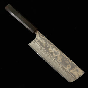 Saji Takeshi SAJITAKESHI Nakiri VG10 Black Damascene Ebony Integrated Handle (165mm)